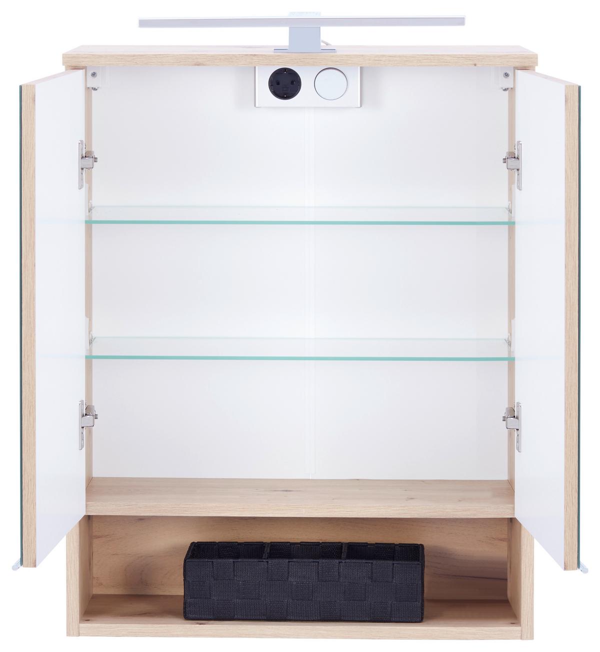 Spiegelschrank Fresh Mit Led 2-Türig Bht: 60x75x20 Cm - Eiche Artisan, KONVENTIONELL, Glas/Holzwerkstoff (60/75/20cm) - Ondega