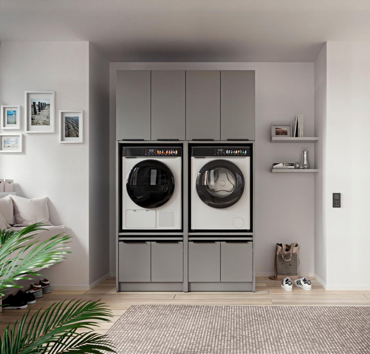 SKŘÍŇKA NAD PRAČKU TIDY HERO - šedá/černá, Basics, kov/kompozitní dřevo (70/150/68cm) - P & B