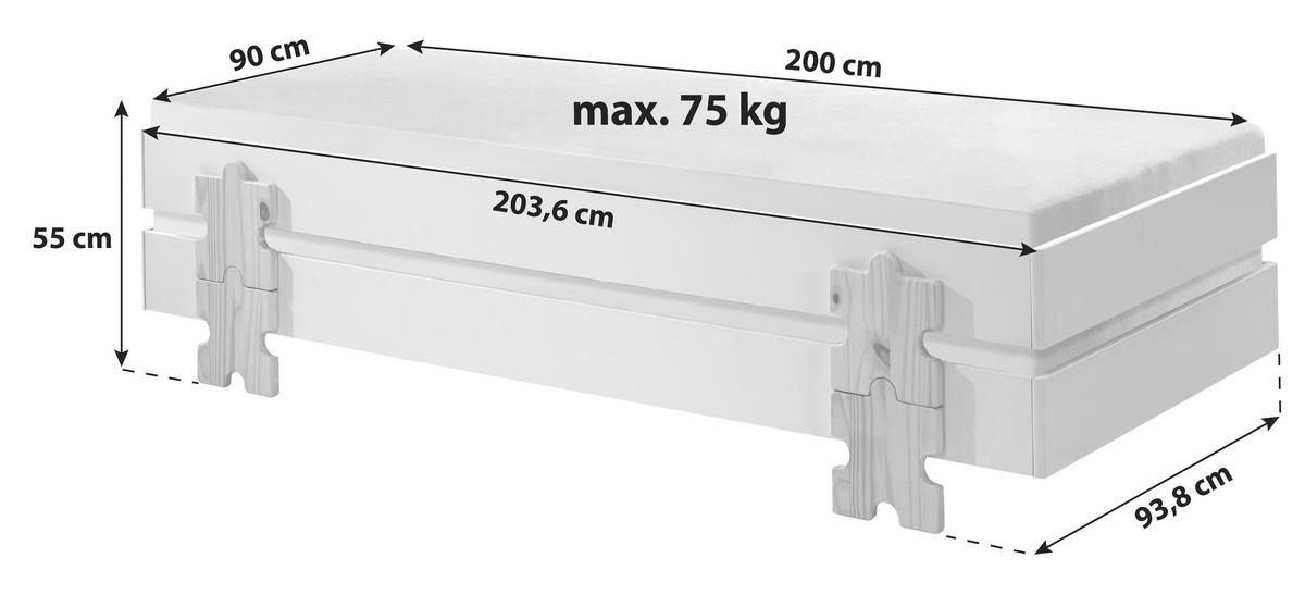 Stohovatelná postel MODULO šedá - barvy borovice/šedá, Moderní, dřevo/kompozitní dřevo (90/200cm) - MID.YOU