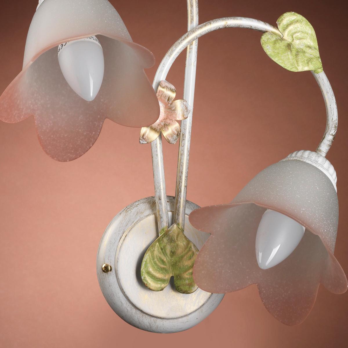 Wandleuchte 4217/ap2 - Weiß, Natur, Glas/Metall (30/25/40cm)