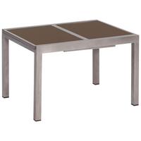 Gartentisch ausziehbar Metall/Glas L 120-180 cm - Graphitfarben/Braun, MODERN, Glas/Metall (120-180/90/75cm) - Gardenson