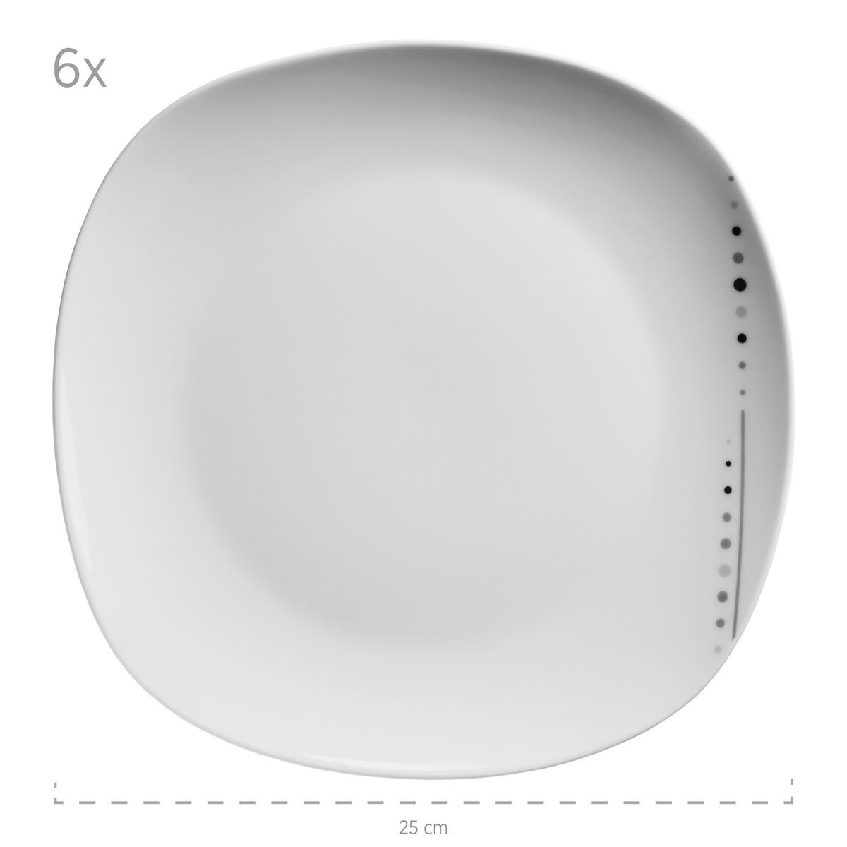 Tafelservice Fadilla Porzellan 6 Personen Geschirr Set - Weiß, Basics, Keramik - Mäser