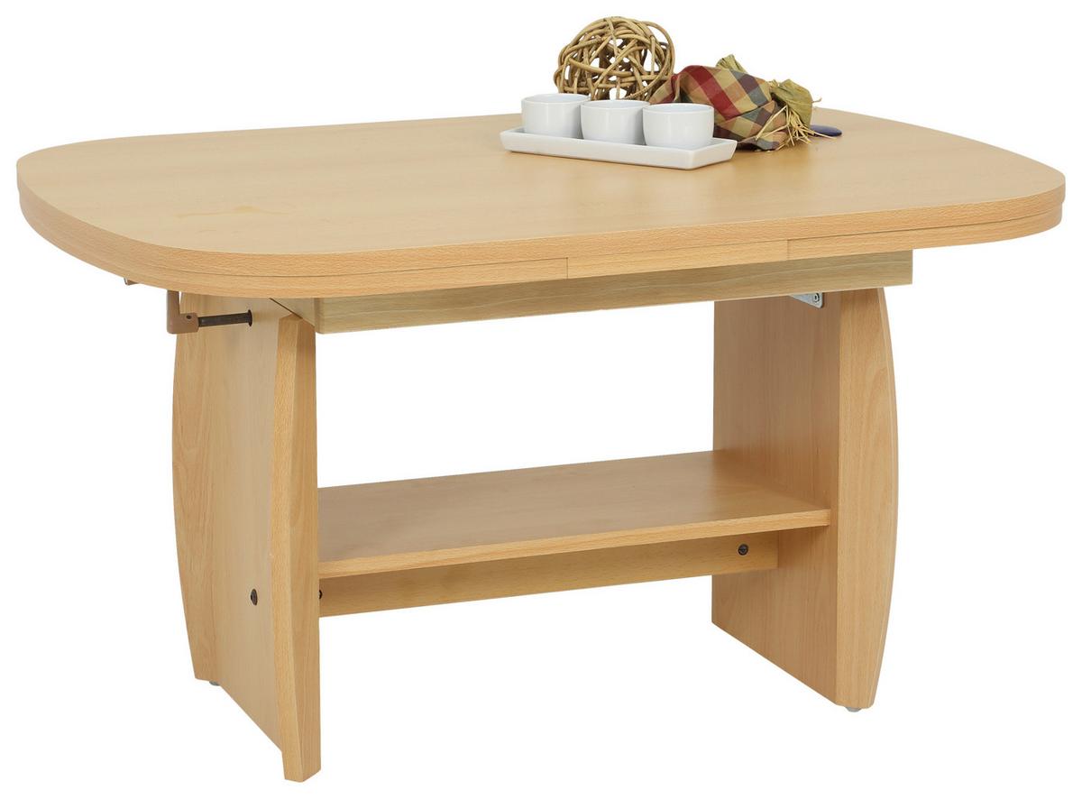Couchtisch Höhenverstellbar + Ablagefach Michael, Buchefarbe - Buchefarben, Basics, Holzwerkstoff (90 - 142/52 - 62/68cm) - MID.YOU