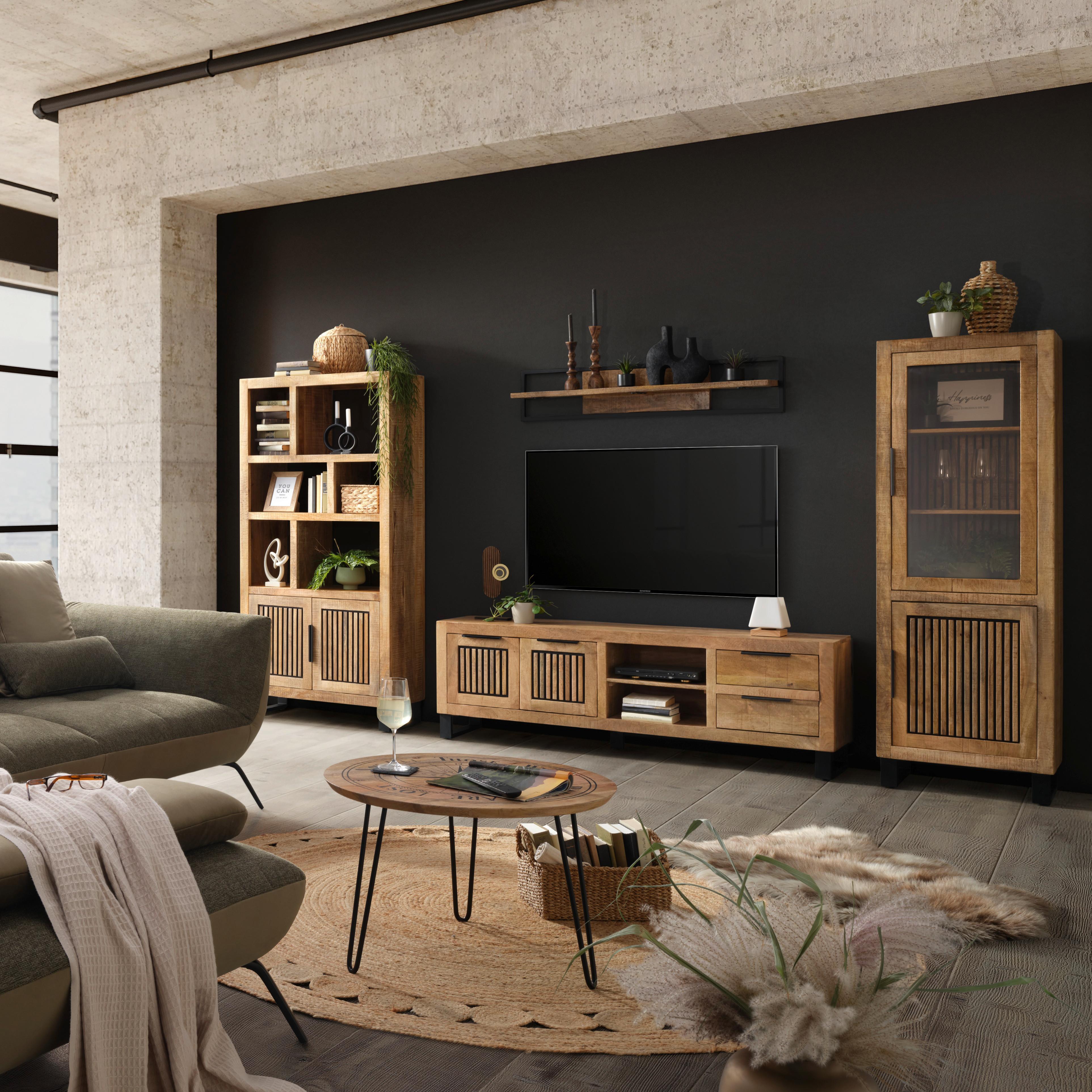 TV-diel Everest EVEREST -EXKLUSIV- - čierna/prírodná farba, Natur, kov/drevo (175/57/40cm)