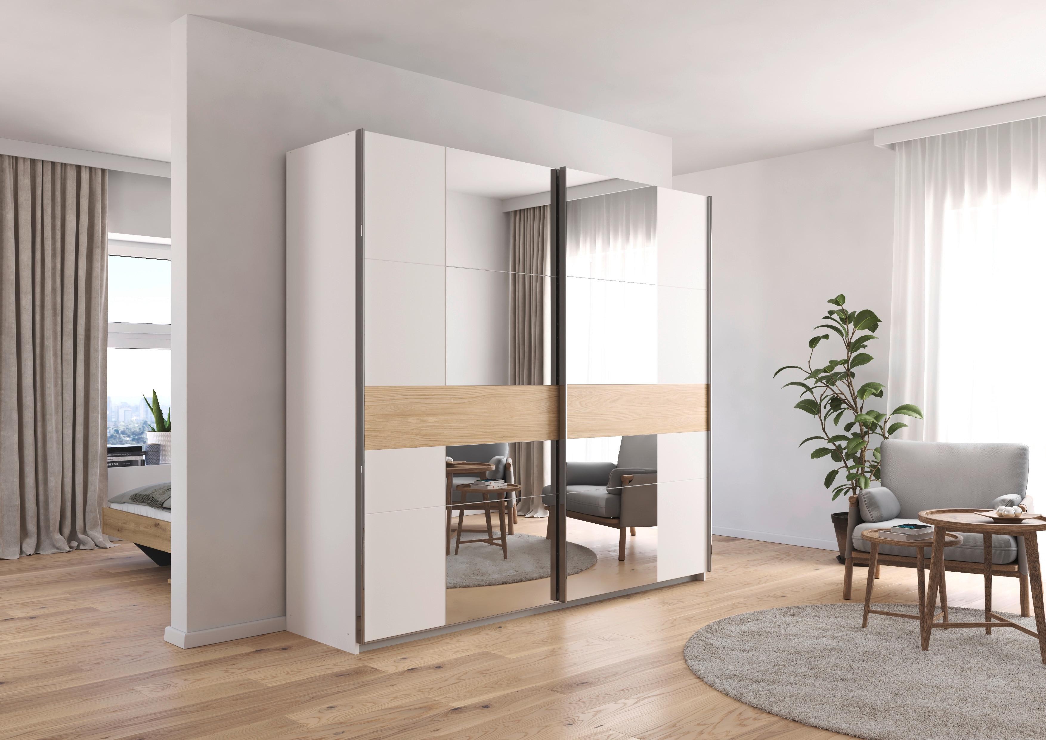 Schwebetürenschrank Calisto - Eichefarben/Weiß, KONVENTIONELL, Holzwerkstoff (225/210/57cm) - James Wood