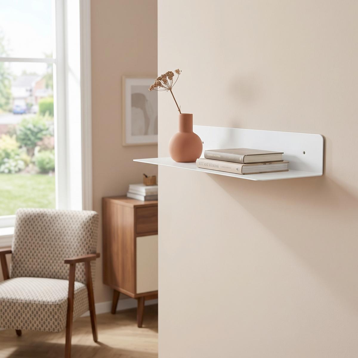 Wandboard Joilet B: 50 cm Metall Weiß - Weiß, Trend, Metall (50/7/15cm) - MID.YOU