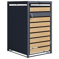 Mülltonnenbox A093.001.00 - Anthrazit/Braun, KONVENTIONELL, Metall (68/116/68cm) - Ambia Garden