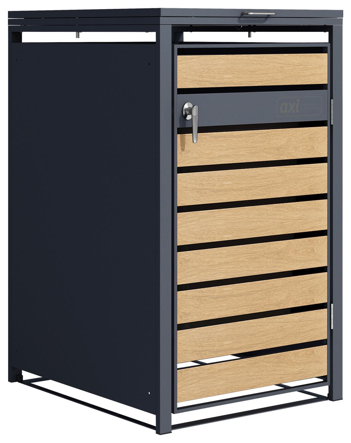 Mülltonnenbox A093.001.00 - Anthrazit/Braun, KONVENTIONELL, Metall (68/116/68cm) - Ambia Garden