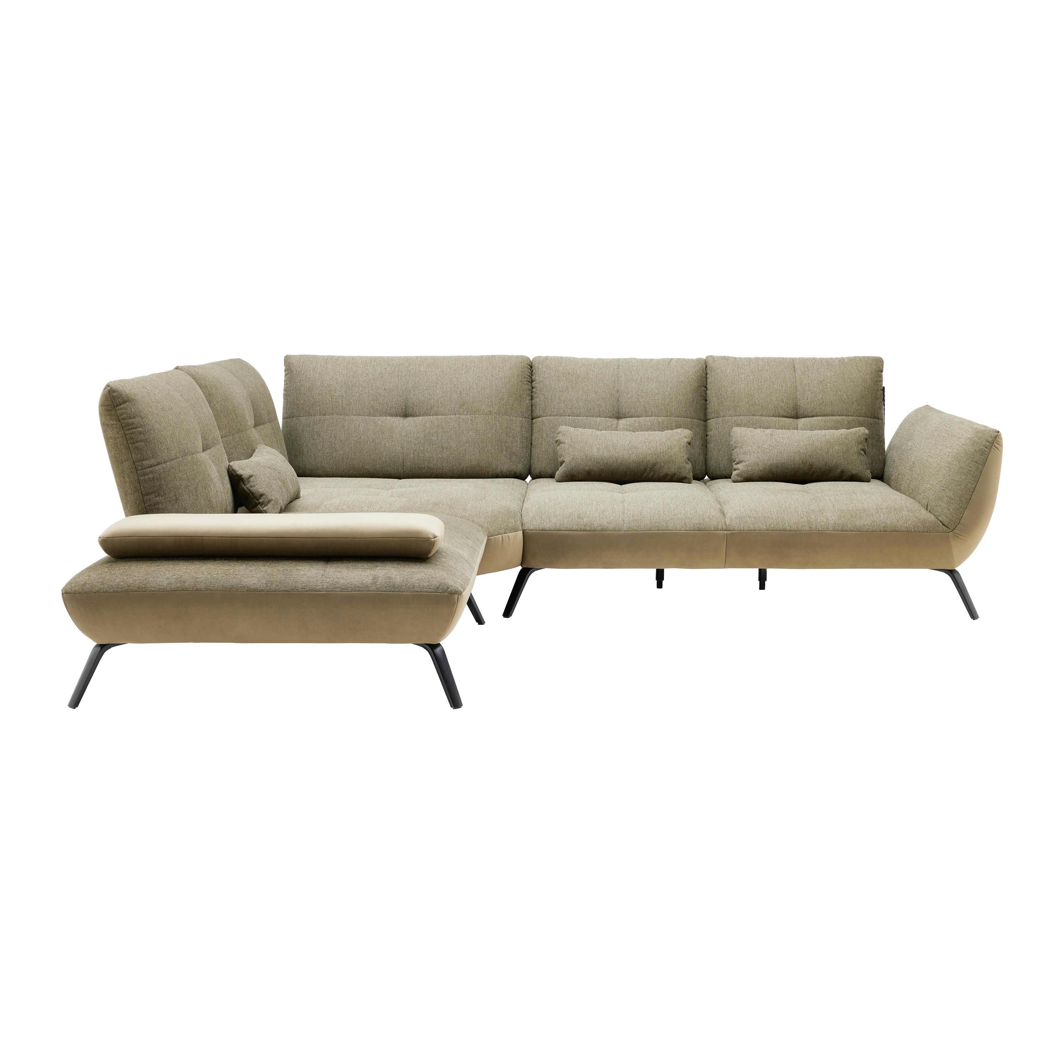 TRENDY, levá, olivově zelená s 3 bederními polštáři - černá/olivově zelená, Moderní, kov/kompozitní dřevo (250/310cm) - Premium Living