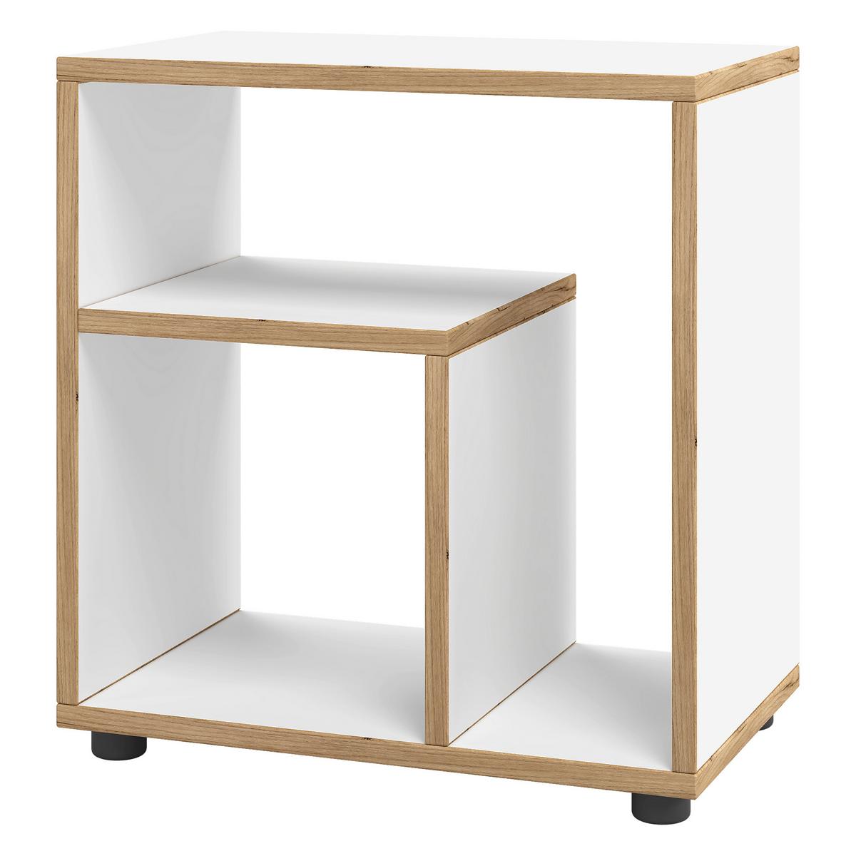 Beistelltisch Zeito Honigeiche/Weiß B: 55 cm - Honigeiche/Schwarz, Design, Holzwerkstoff/Kunststoff (50/55/30cm) - MID.YOU