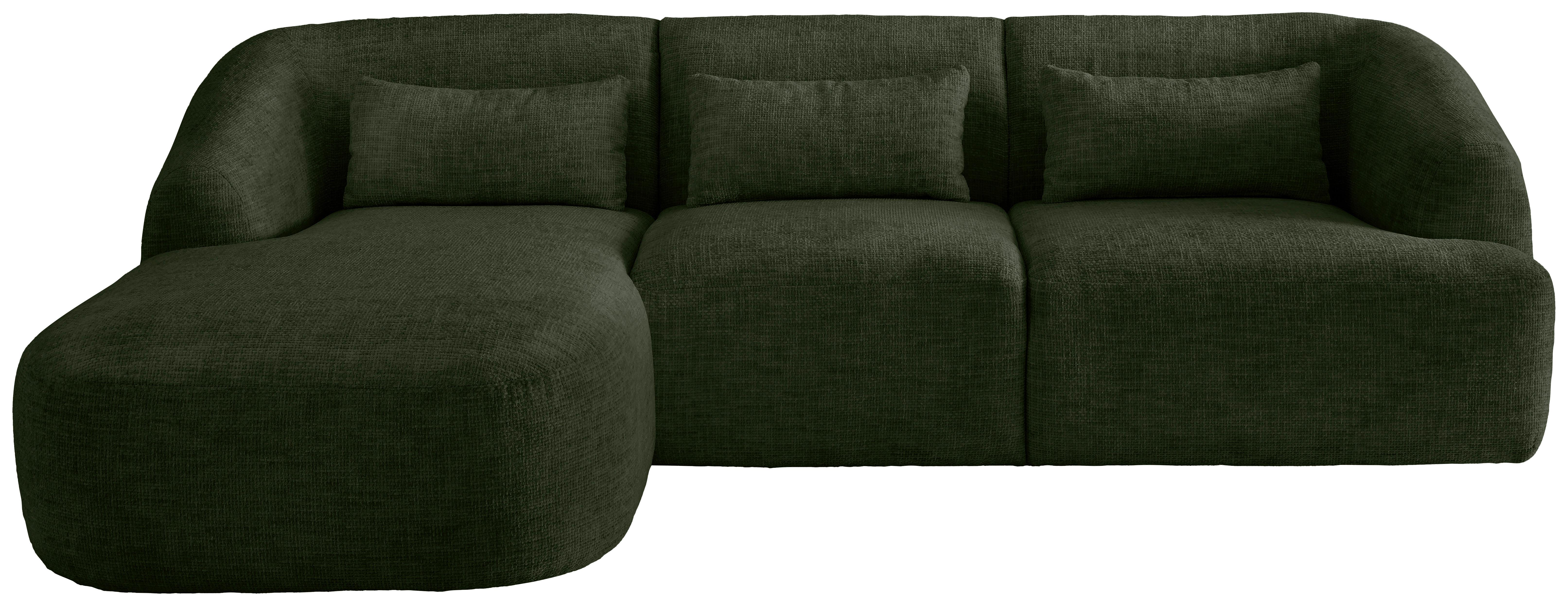 Ecksofa Caponi Dunkelgrün S: 160x256 Cm - Dunkelgrün/Schwarz, MODERN, Textil (160/256cm) - Livetastic
