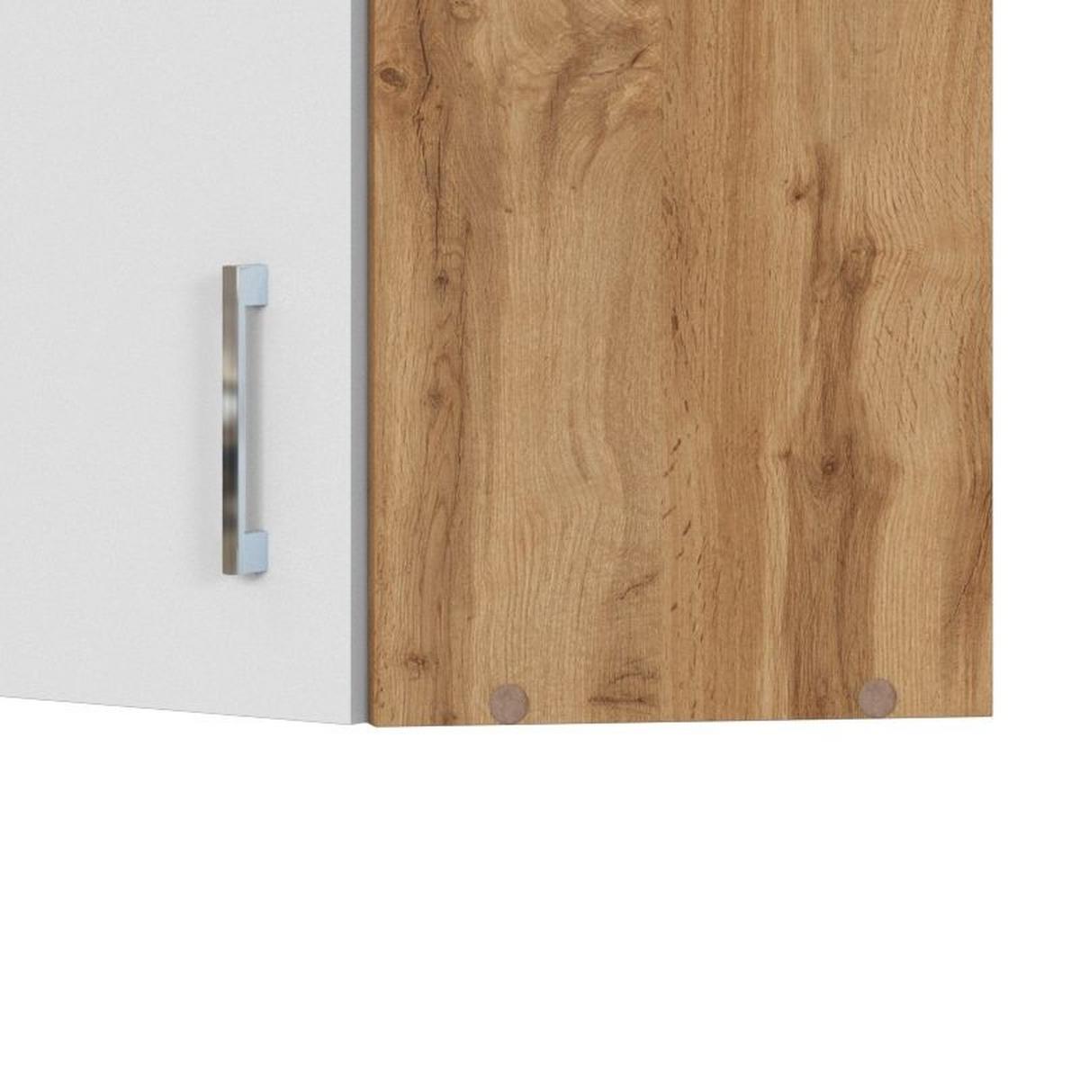 Eckhängeschrank B: 60 cm Eiche Dekor/Weiß 1 Drehtüre - Eiche Wotan/Weiß, MODERN, Holzwerkstoff (60/57/60cm) - Held