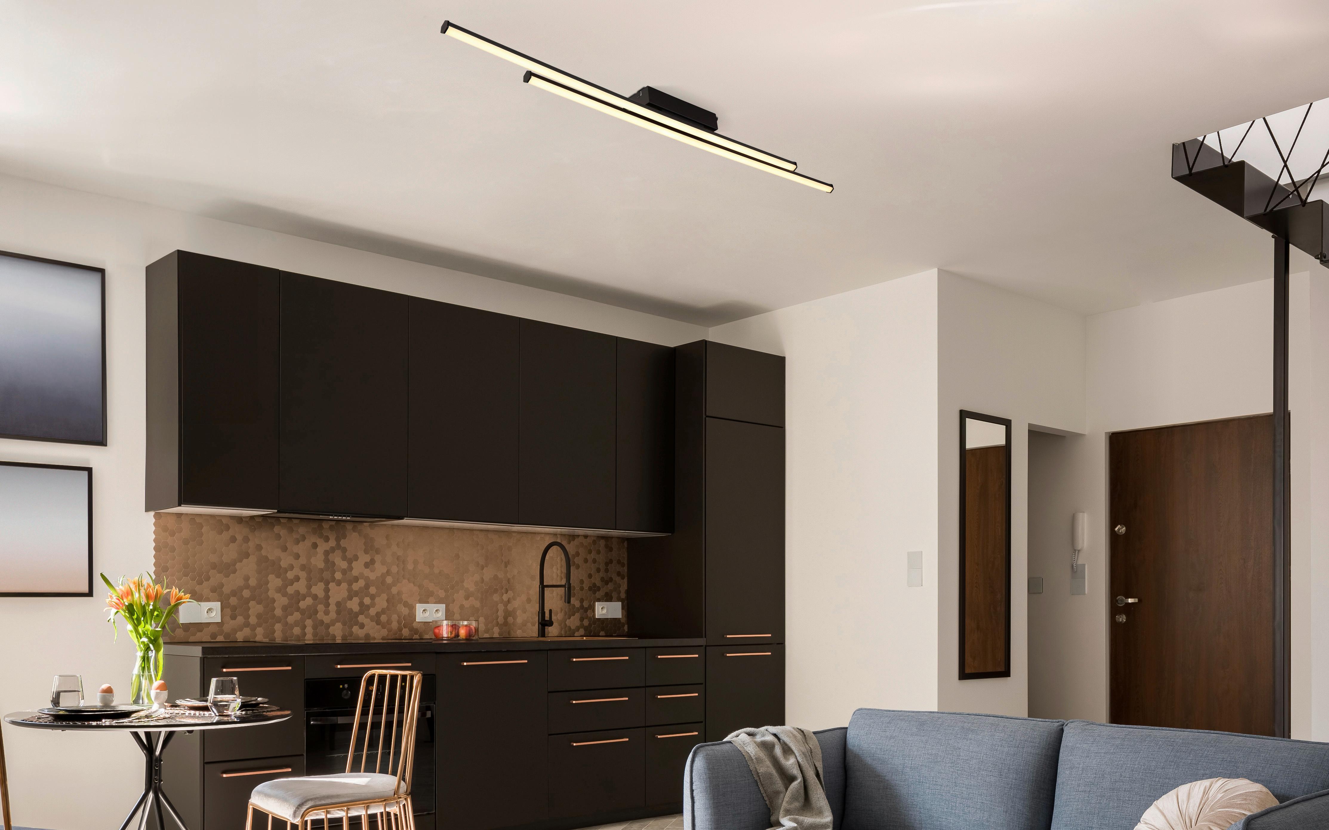 LED-Deckenleuchte 67342-24d Kirina - Schwarz/Weiß, Design, Kunststoff (110/6/6,6cm) - Globo