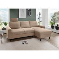 Eckschlafsofa Passione Hellbraun S: 234x147 cm - Hellbraun/Schwarz, MODERN, Textil (234/147cm) - Livetastic