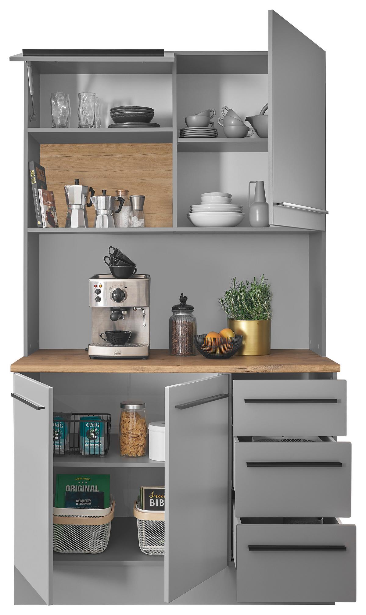 Kredenc DENVER - šedá/barvy dubu, Design, kompozitní dřevo/plast (120/211/60cm) - MID.YOU