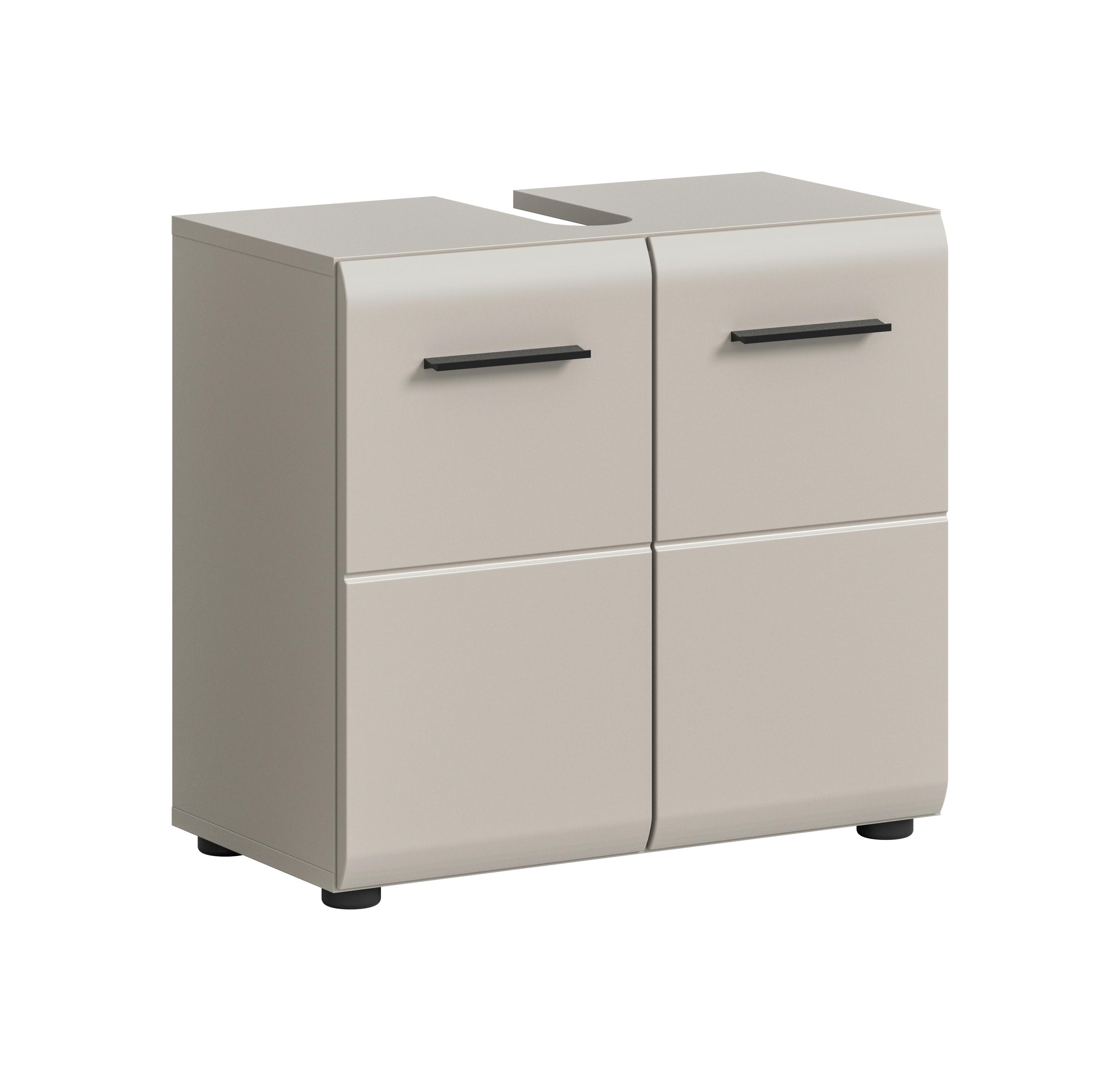 WASCHBECKENUNTERSCHRANK Ice Kaschmir B: 60cm - Kaschmir/Schwarz, Trend, Holzwerkstoff (60/54/30cm) - MID.YOU