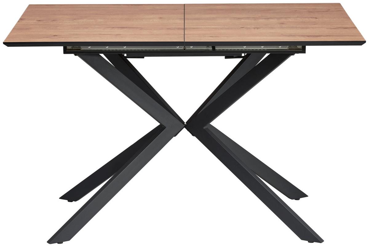 Ausziehtisch Lennox 120 Az Mdf Eiche Dekor, B: 120-160 cm - Eichefarben/Schwarz, KONVENTIONELL, Holzwerkstoff/Metall (120-160/76/80cm) - MID.YOU