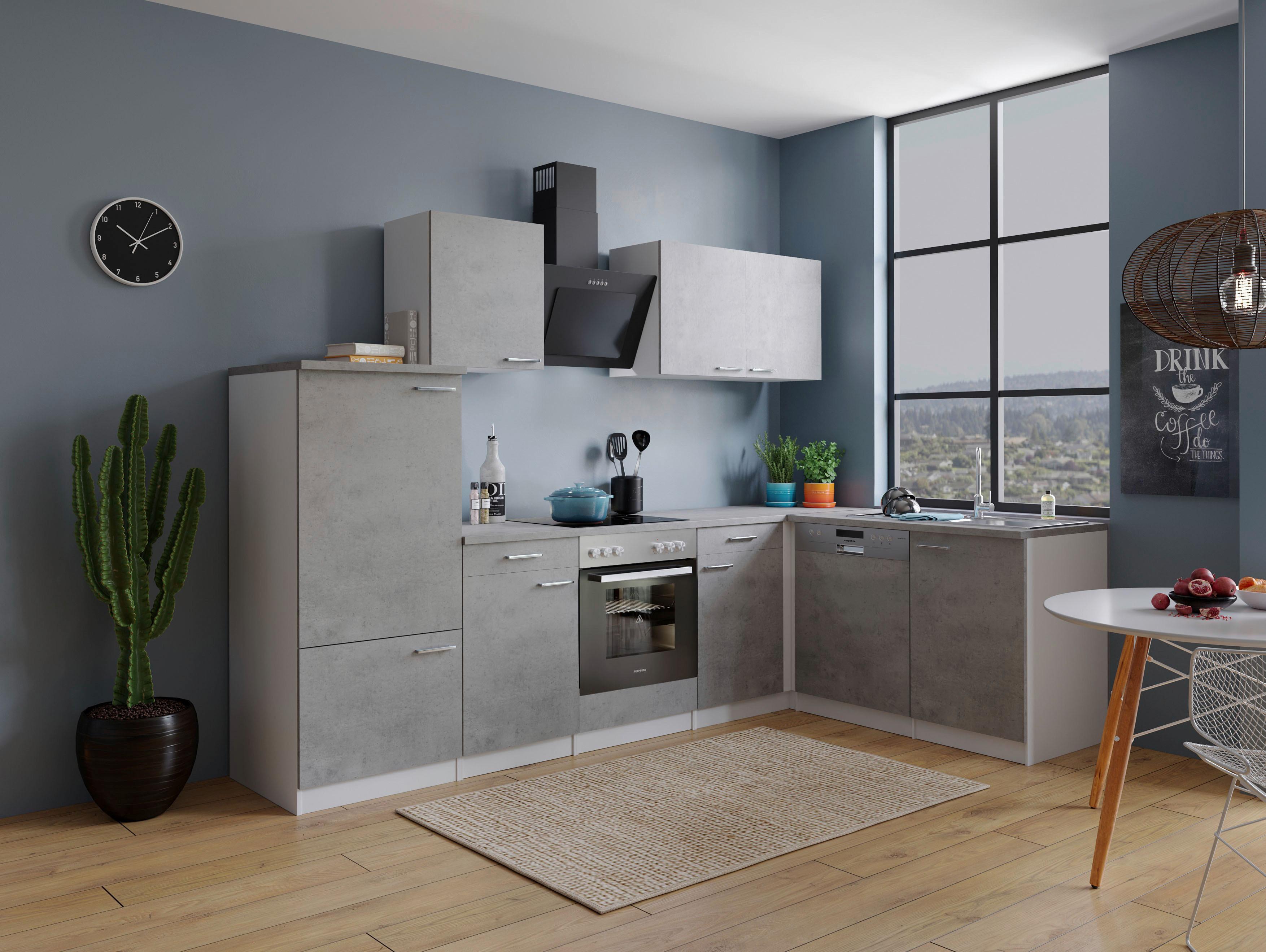 Eckküche Malia 280x172 cm Grau, mit Geräte - Weiß/Grau, Basics, Holzwerkstoff (280/172cm) - Respekta