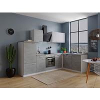 Eckküche Malia 280x172 cm Grau, mit Geräte - Weiß/Grau, Basics, Holzwerkstoff (280/172cm) - Respekta