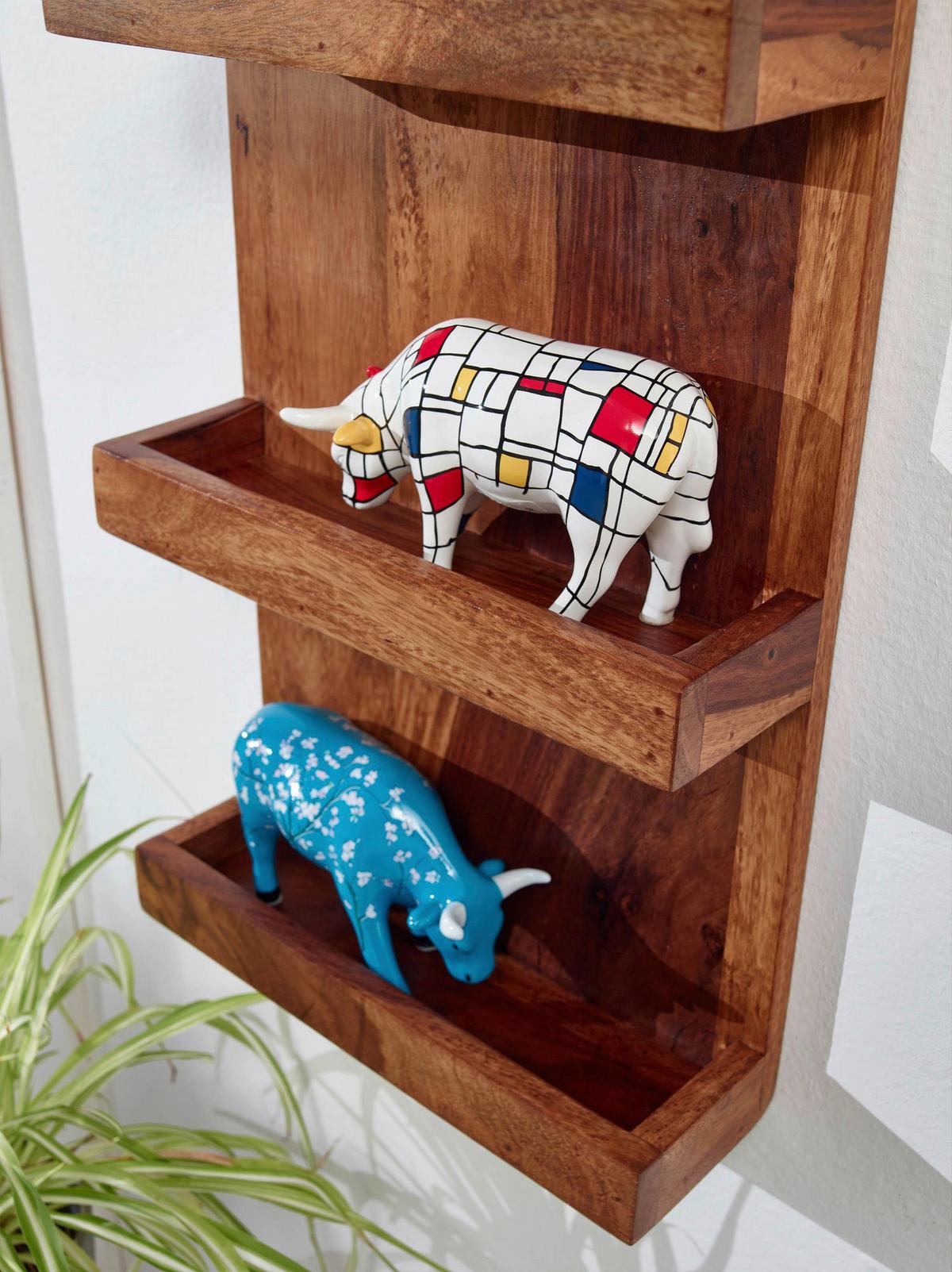 Malý regál z masivního dřeva š: 30cm - barvy sheesham, Moderní, dřevo (30/80/10cm) - MID.YOU