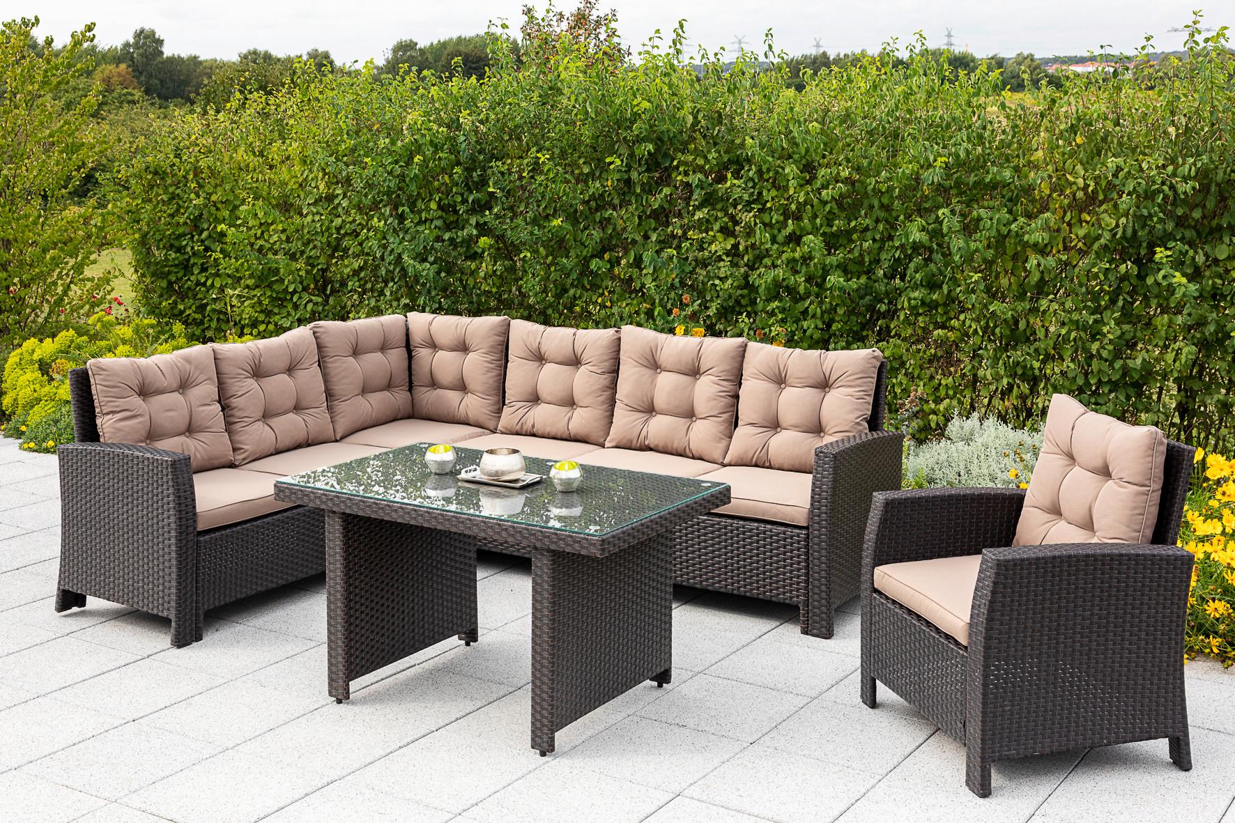 Gartenset Salerno - Beige/Braun, MODERN, Kunststoff/Metall - Gardenson