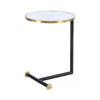 Beistelltisch Rund Servant Weiß/Goldfarben - Goldfarben/Schwarz, Basics, Glas/Metall (46/46/62cm) - Kayoom