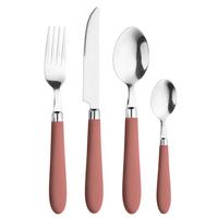 Besteckset Daisy Red Rot/Edelstahlfarben - Edelstahlfarben/Rot, Basics, Kunststoff/Metall - Pintinox