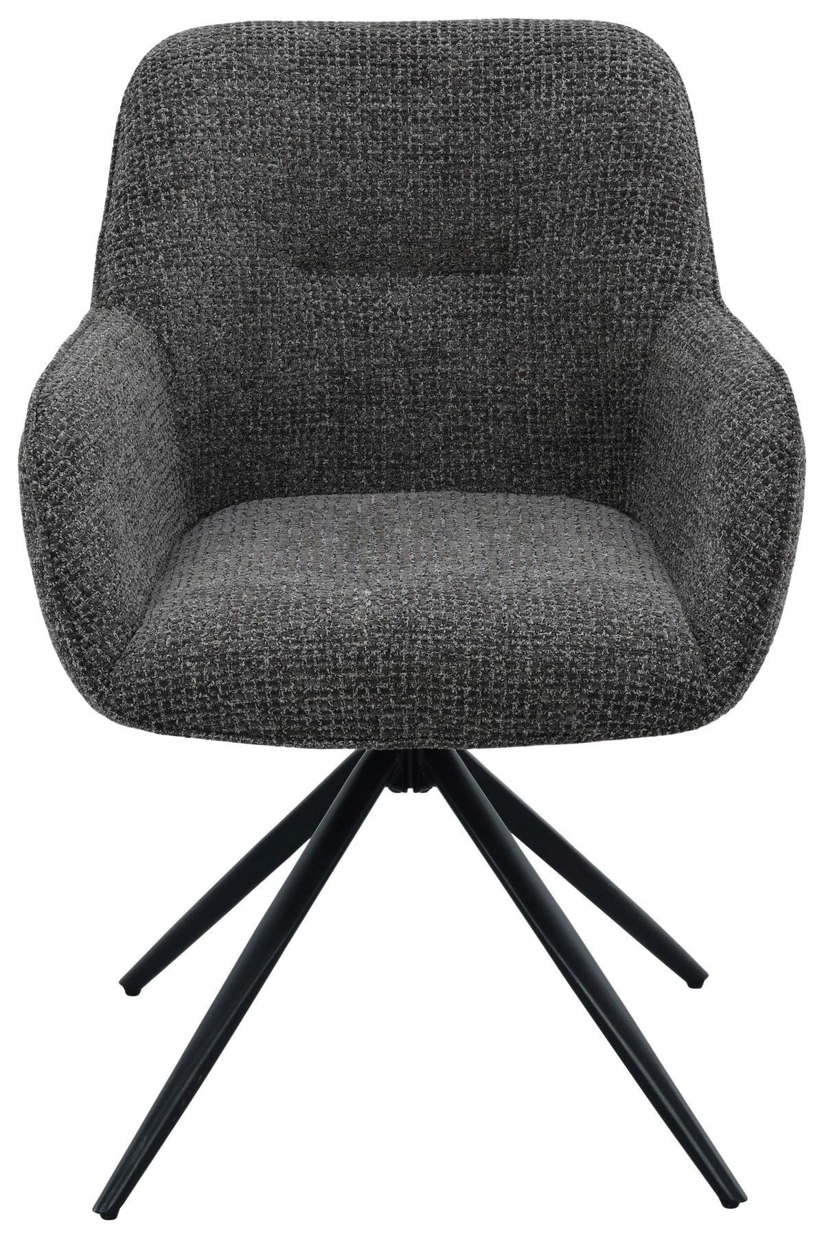 Armlehnstuhl Vittoria Braun/Schwarz B: 60 cm - Schwarz/Braun, MODERN, Textil/Metall (60/85/62cm) - Livetastic