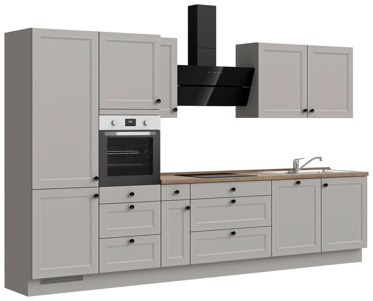 Kuchynská linka 360 cm, kamenná sivá supermatná - čierna/sivá, Modern, kov/kompozitné drevo (360cm) - Nobilia