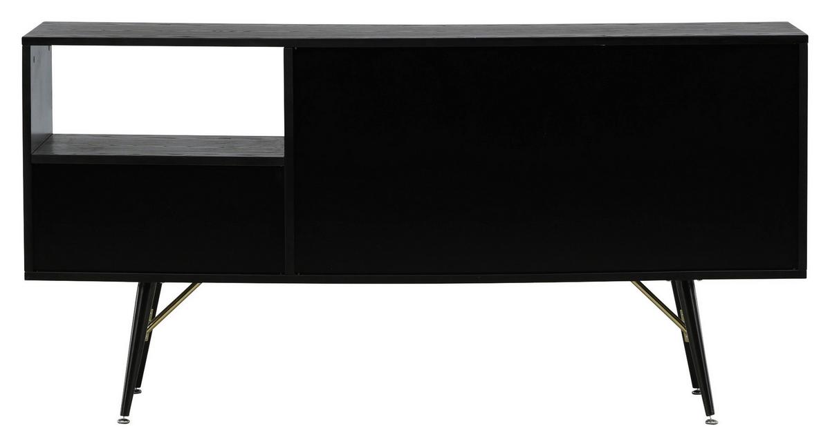 Lowboard Gold - Schwarz, Design, Holzwerkstoff/Metall (160/80/46cm) - Livetastic