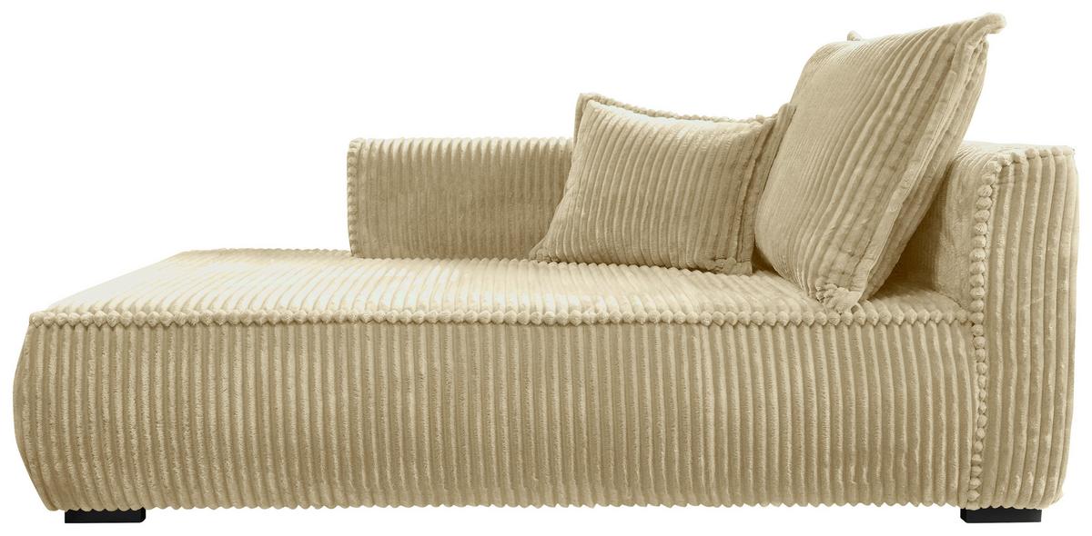 Recamiere Modena Links Beige, B: 208 cm - Beige/Schwarz, Design, Textil (207/75/121cm) - MID.YOU