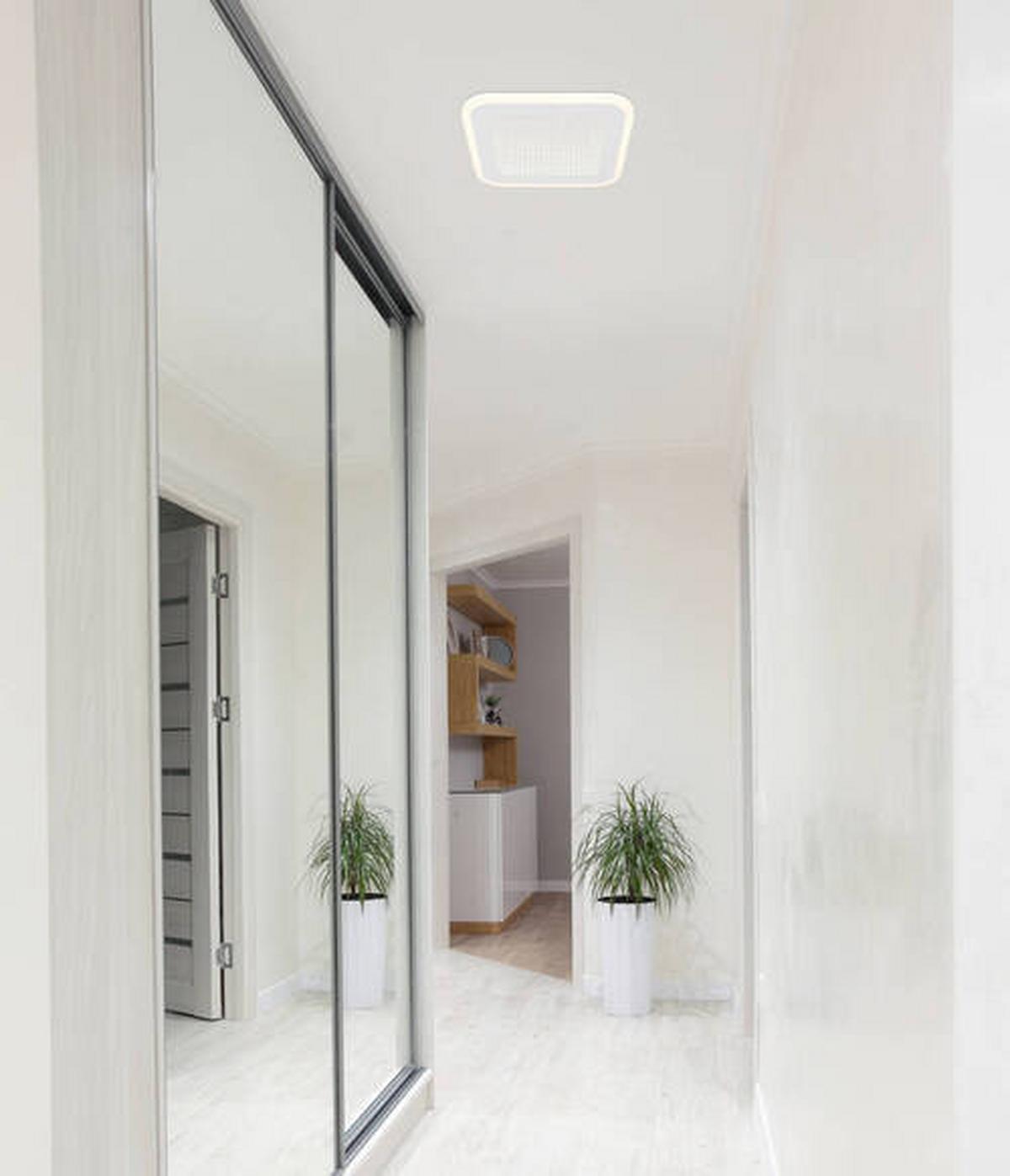 LED-Deckenleuchte 48919-12q - Opal/Weiß, Design, Kunststoff/Metall (23/23/4cm) - Globo