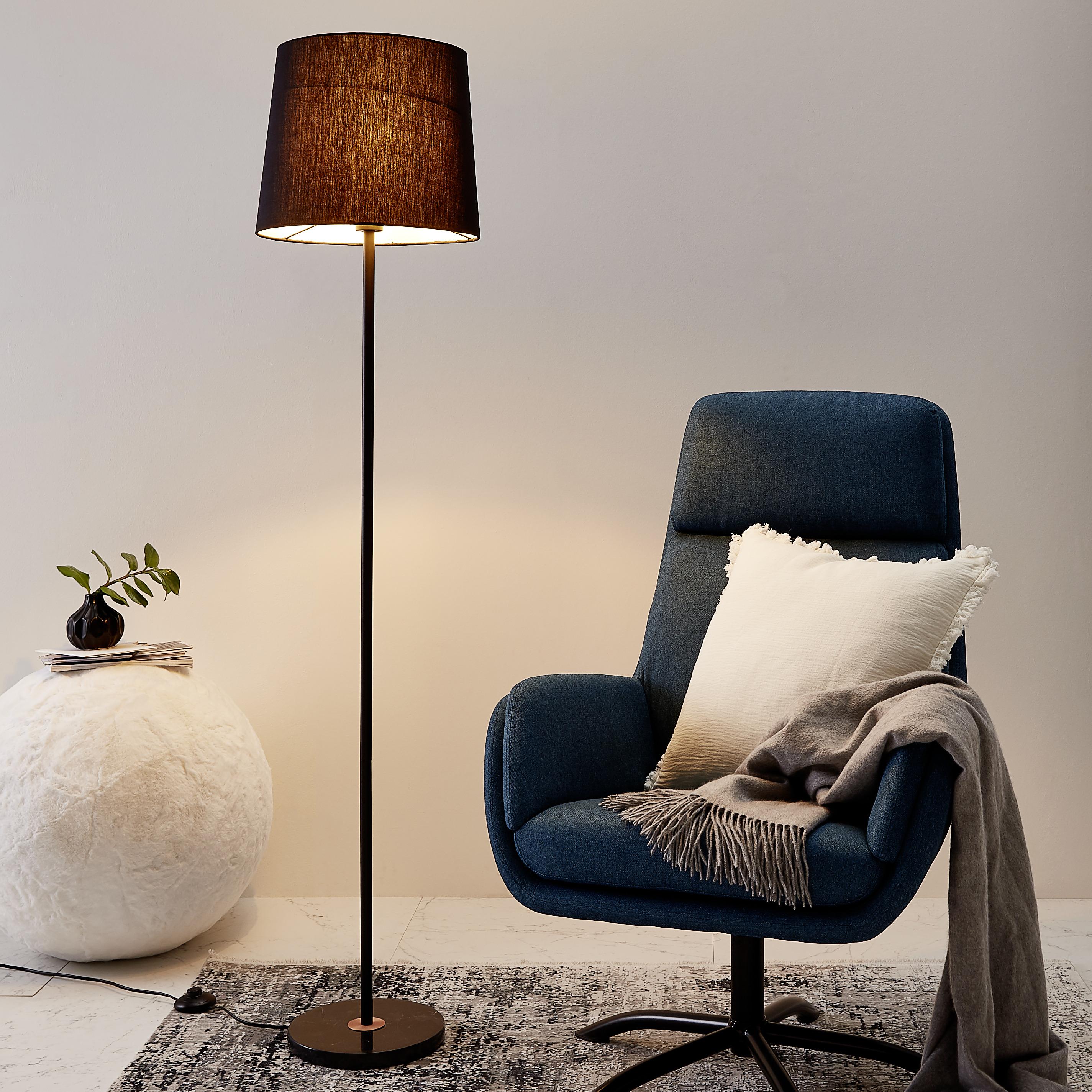 Stehlampe Enja Schwarz/kupferfarben, Textil - Schwarz/Kupferfarben, Design, Textil/Stein (36/160cm) - Paulmann