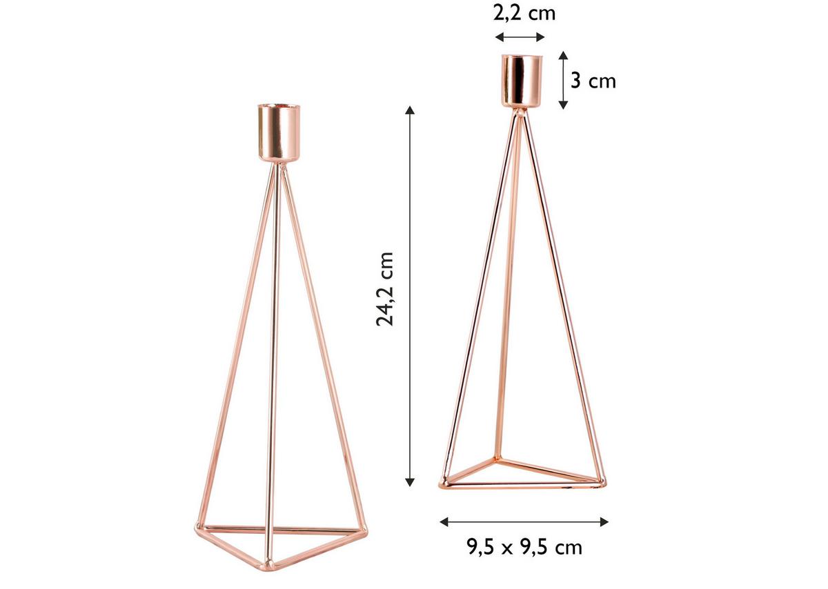 Kerzenständer-Set Eisen für Stabkerzen 2-teilig - Kupferfarben, Basics, Metall (9,5/24,2cm) - Echtwerk