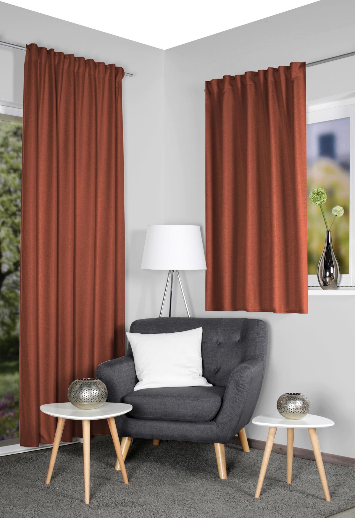 Wärmeschutzvorhang Eskamio - Terracotta, Basics, Textil (135/225cm)