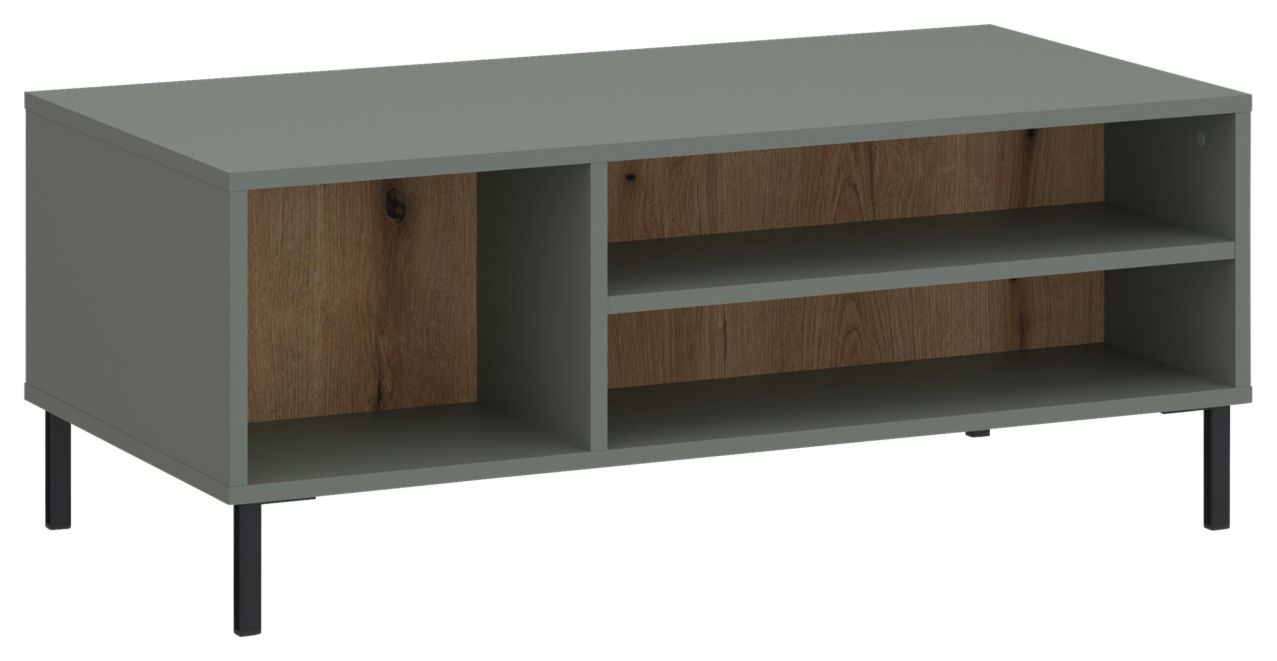Couchtisch Pozzi Eichefarben/Graugrün B: 100 cm - Eichefarben/Schwarz, Trend, Holzwerkstoff/Metall (100/41,2/60cm)