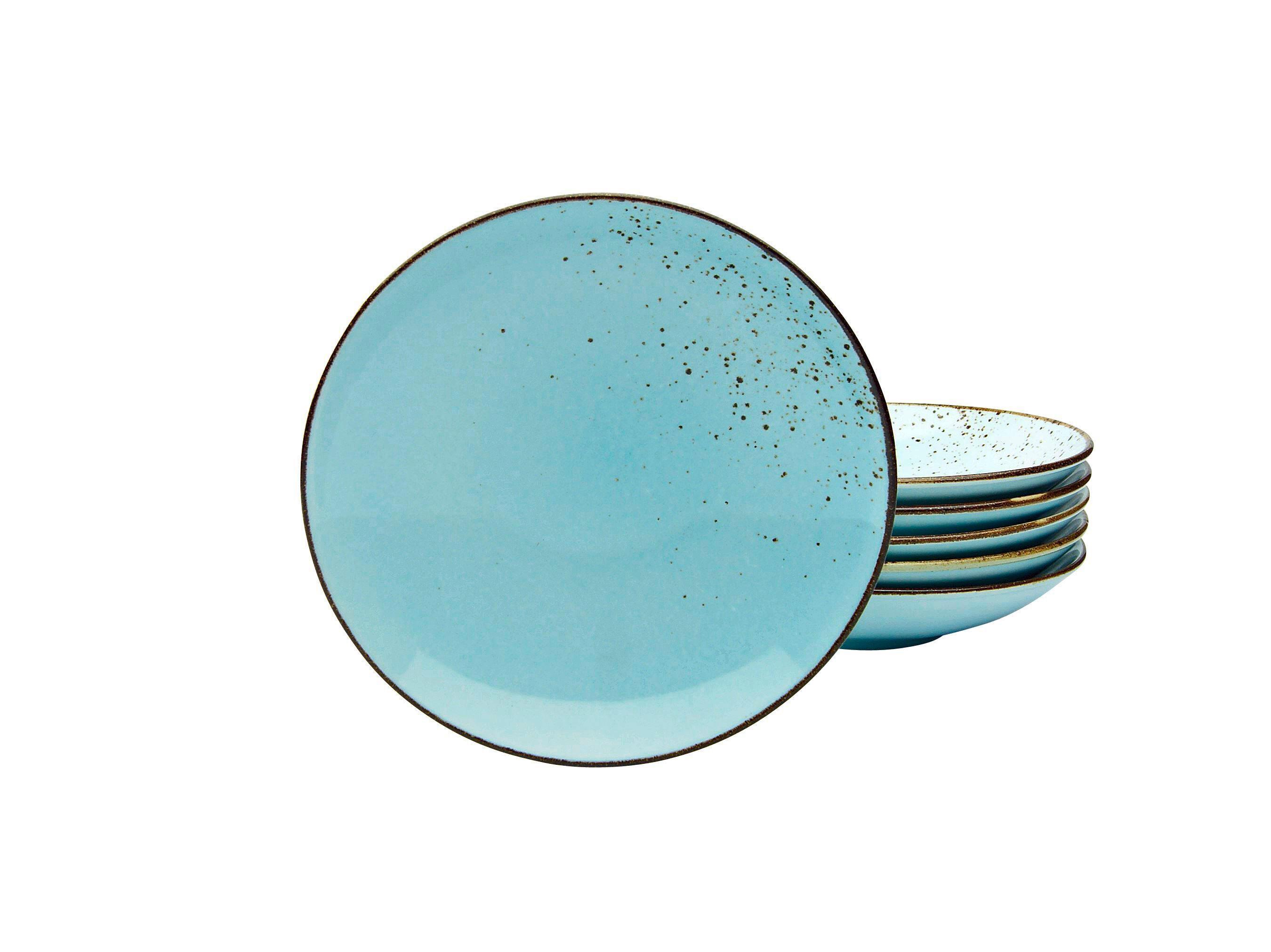 Sada hlbokých tanierov NATURE COLLECTION, 6-dielna - pastelová modrá, Trend, keramika (22cm) - Creatable