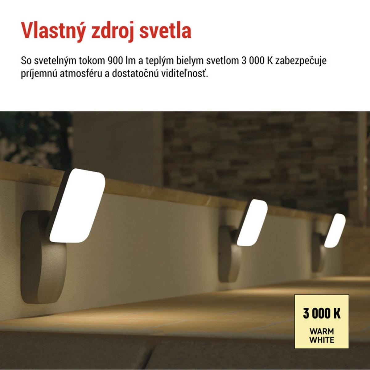 VONKAJŠIE LED SVIETIDLO NIKA - antracitová, Modern, kov/plast