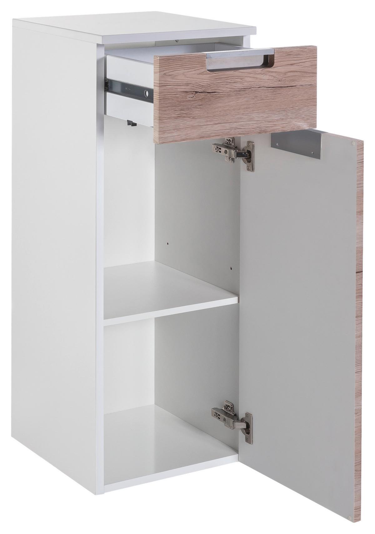 Hängender Unterschrank Mars B: 33 cm Eiche Dekor - Eichefarben/Weiß, MODERN, Holzwerkstoff (33,0/88,5/35,0cm) - MID.YOU