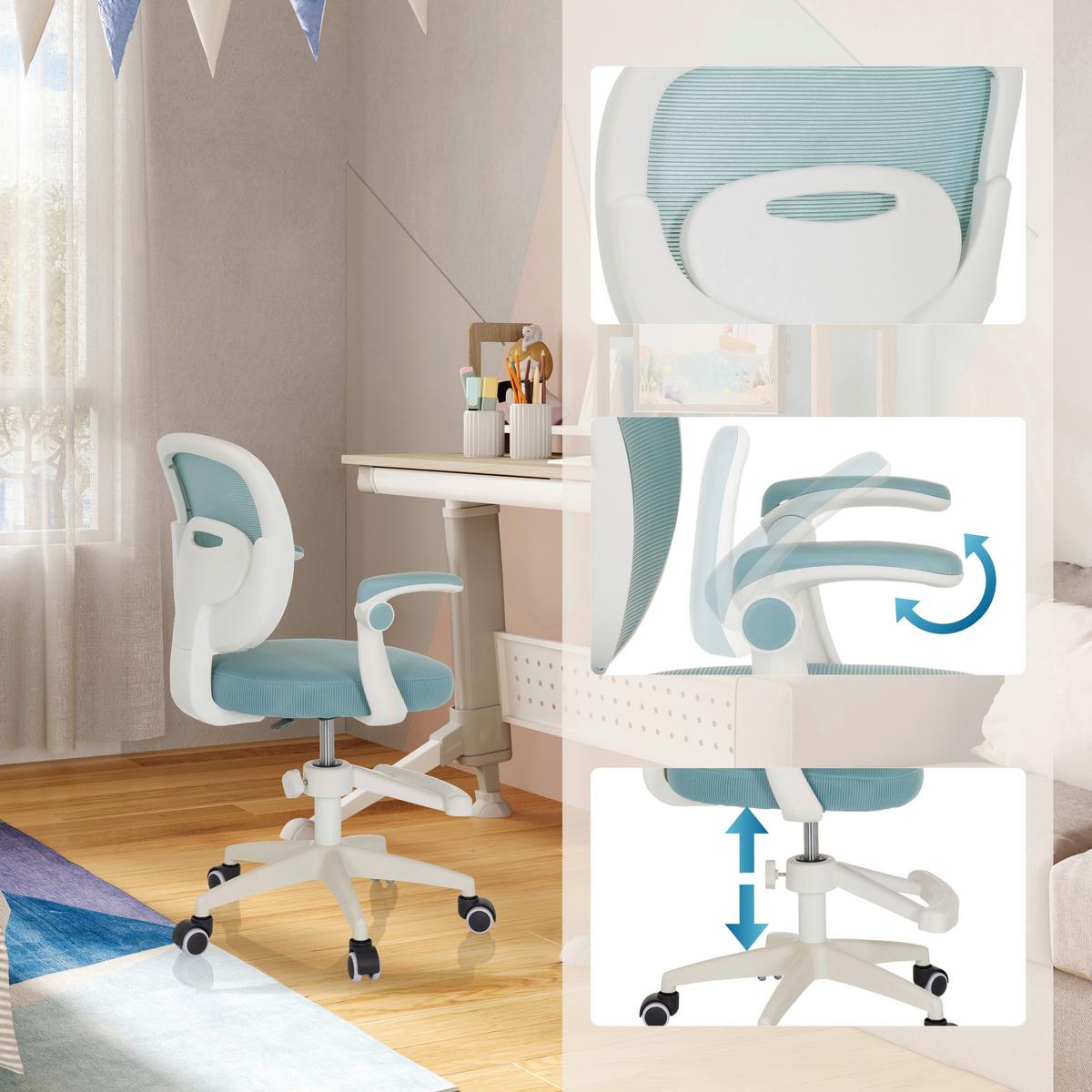 Jugenddrehstuhl Kiddy Smart Aqua B: 61 cm - Weiß, MODERN, Kunststoff/Textil (61/84-97/55cm) - MID.YOU