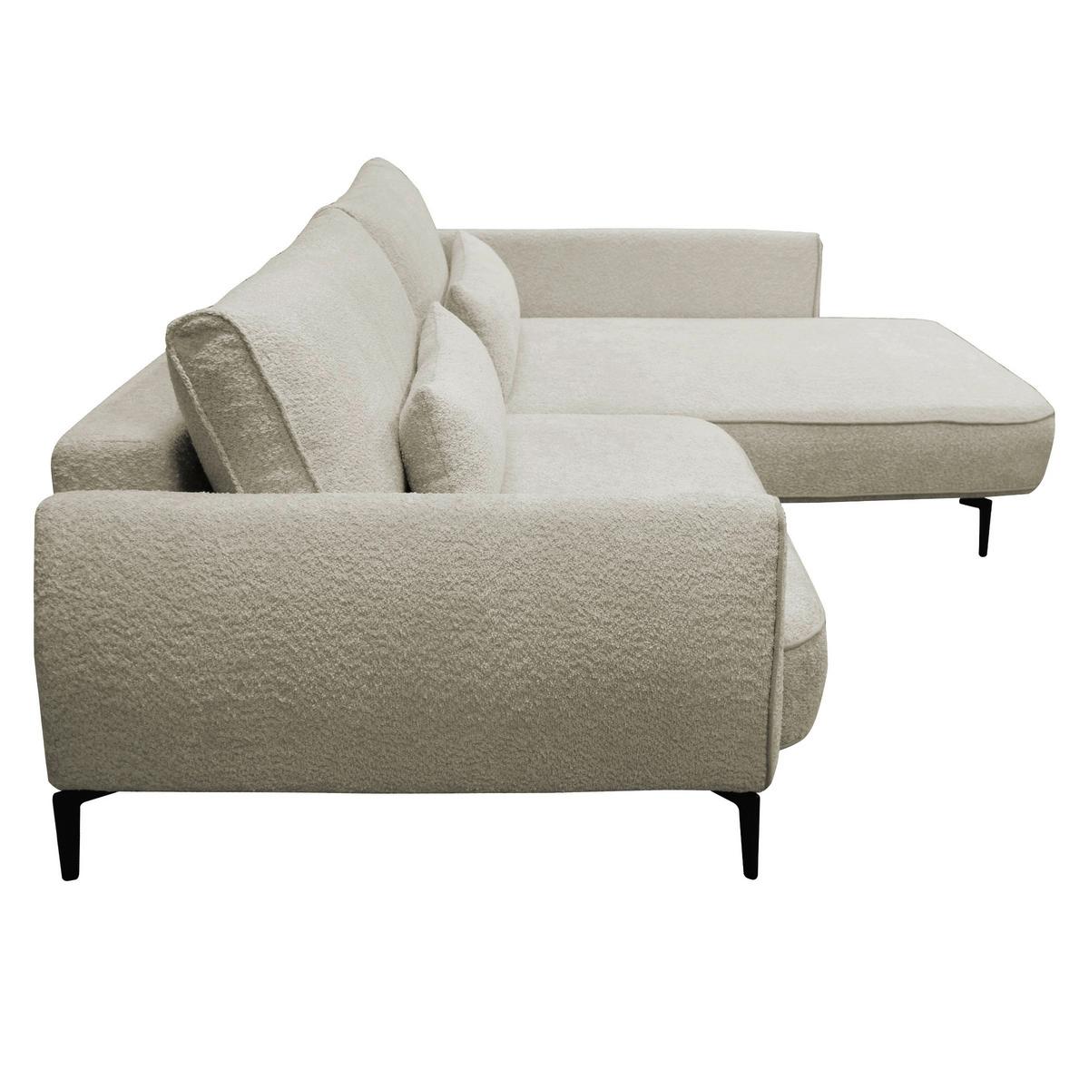 Ecksofa Abriamo Creme 273x204 Cm - Creme/Schwarz, Design, Textil (273/204cm) - MID.YOU