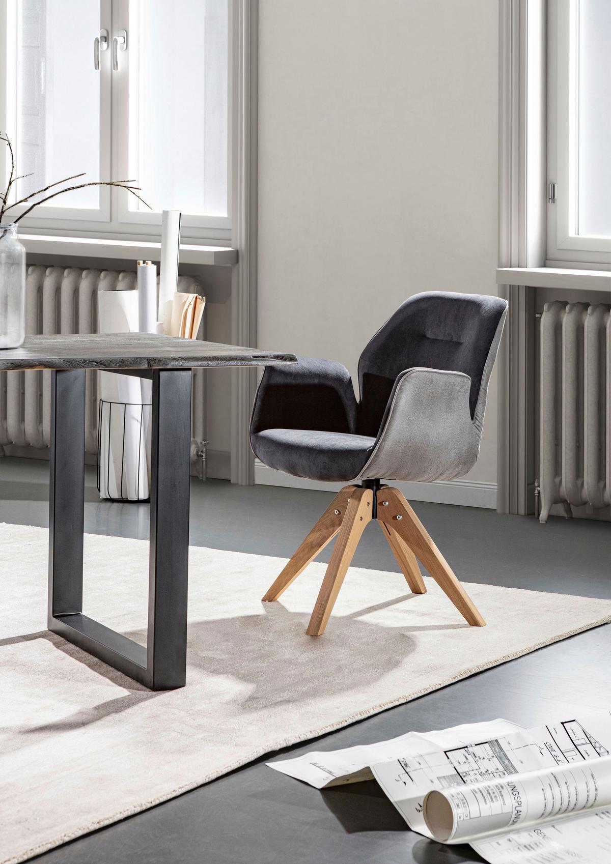 Sessel Tyson - Eichefarben/Dunkelgrau, MODERN, Textil (59/87/63cm) - Livetastic