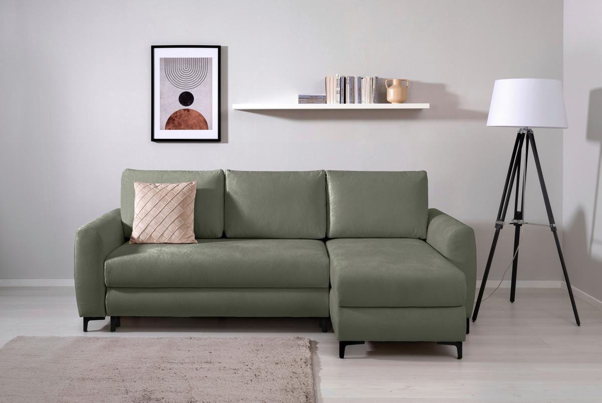 Ecksofa Moli, Grün S: 236x148 cm - Schwarz/Grün, Design, Textil (236/148cm) - MID.YOU