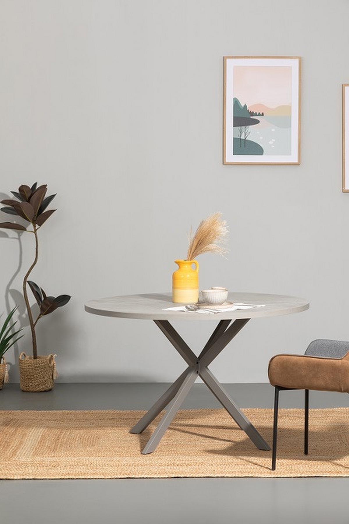 Esstisch Rund Monte 120x75 Cm Grau - Grau, MODERN, Holzwerkstoff/Metall (120/120/75cm) - MID.YOU