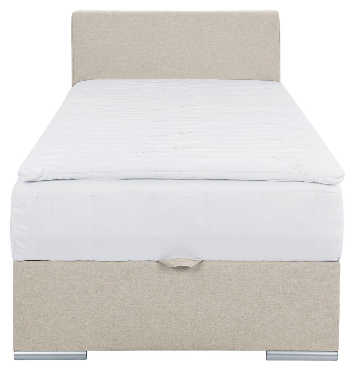 Čalouněná postel COSI 100x200 cm, písková - barvy chromu/pískové barvy, Konvenční, kov/dřevo (100/200cm)