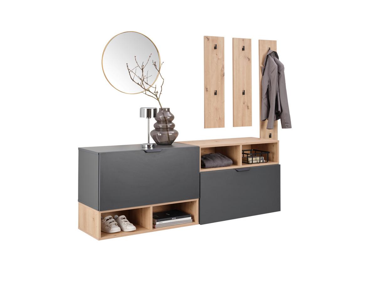 Garderobe Ciao Anthrazit/Eiche Dekor 3--Teilig - Anthrazit/Eiche Artisan, MODERN, Holzwerkstoff (180/160/37,6cm)