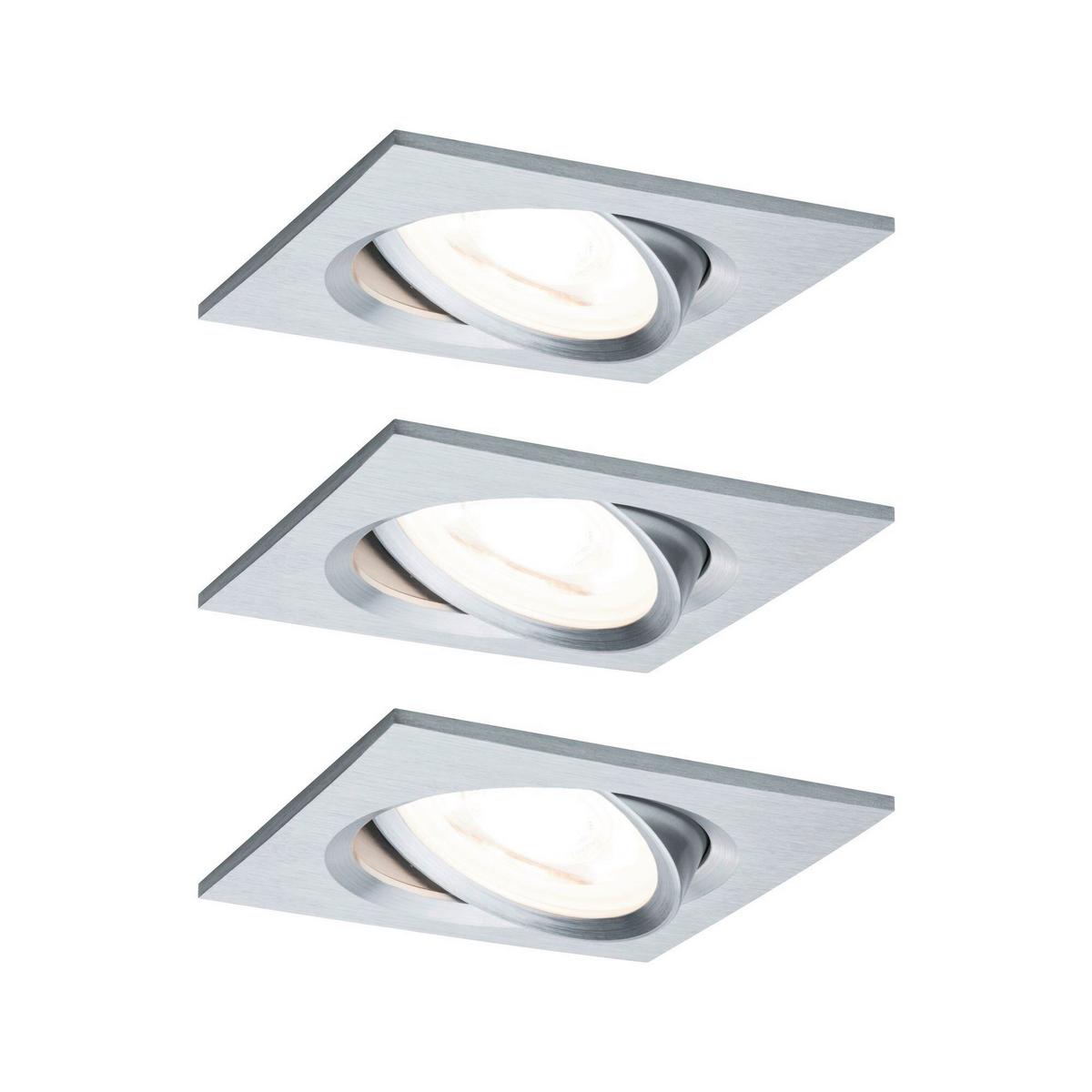 LED-Deckenleuchte 3er-Set L: 8,4 cm, Rechteckig - Alufarben, Basics, Metall (8,4/8,4cm) - Paulmann