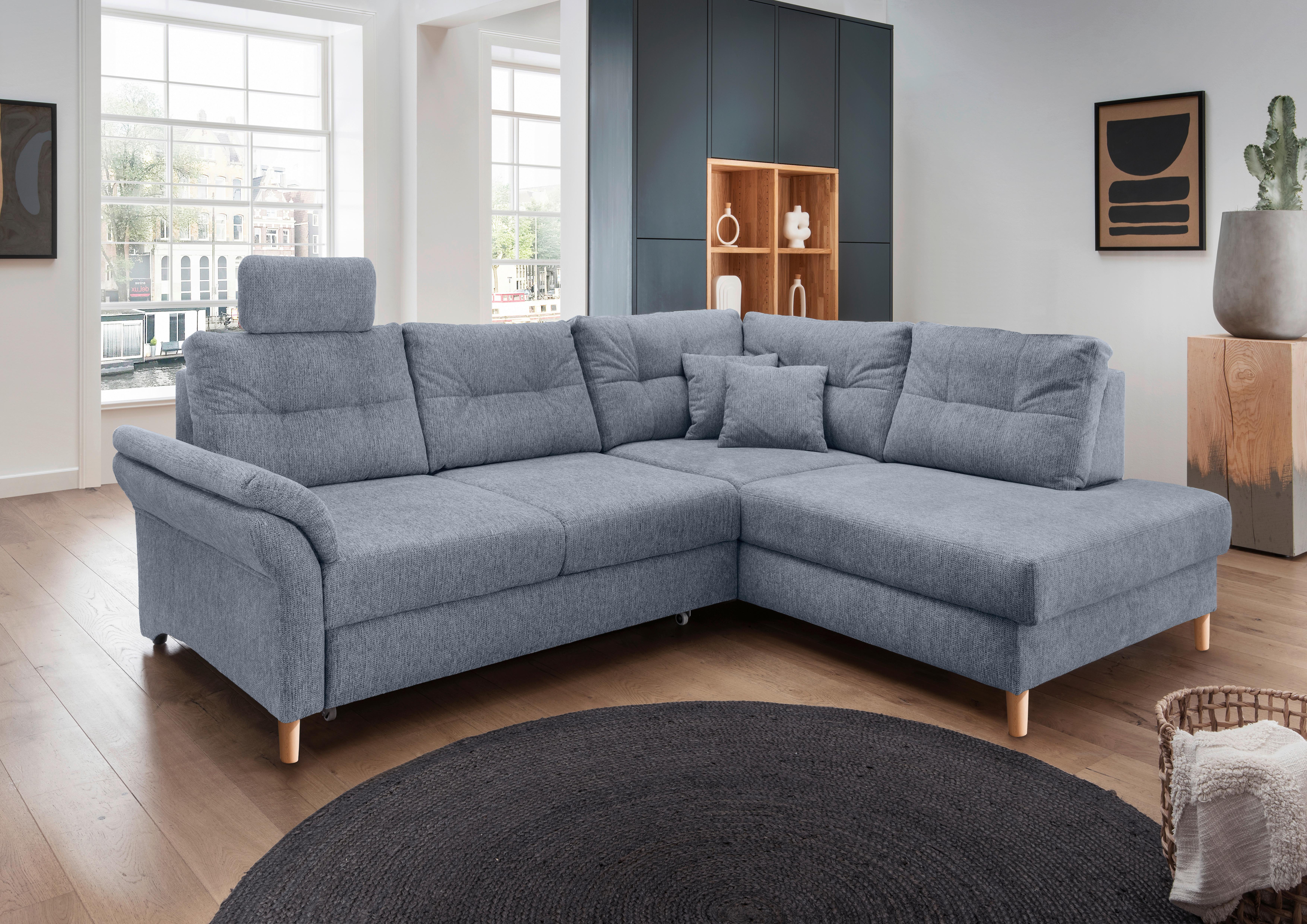 Ecksofa Brizzini Hellblau S: 264x206 Cm - Naturfarben/Hellblau, MODERN, Textil (264/206cm) - Livetastic
