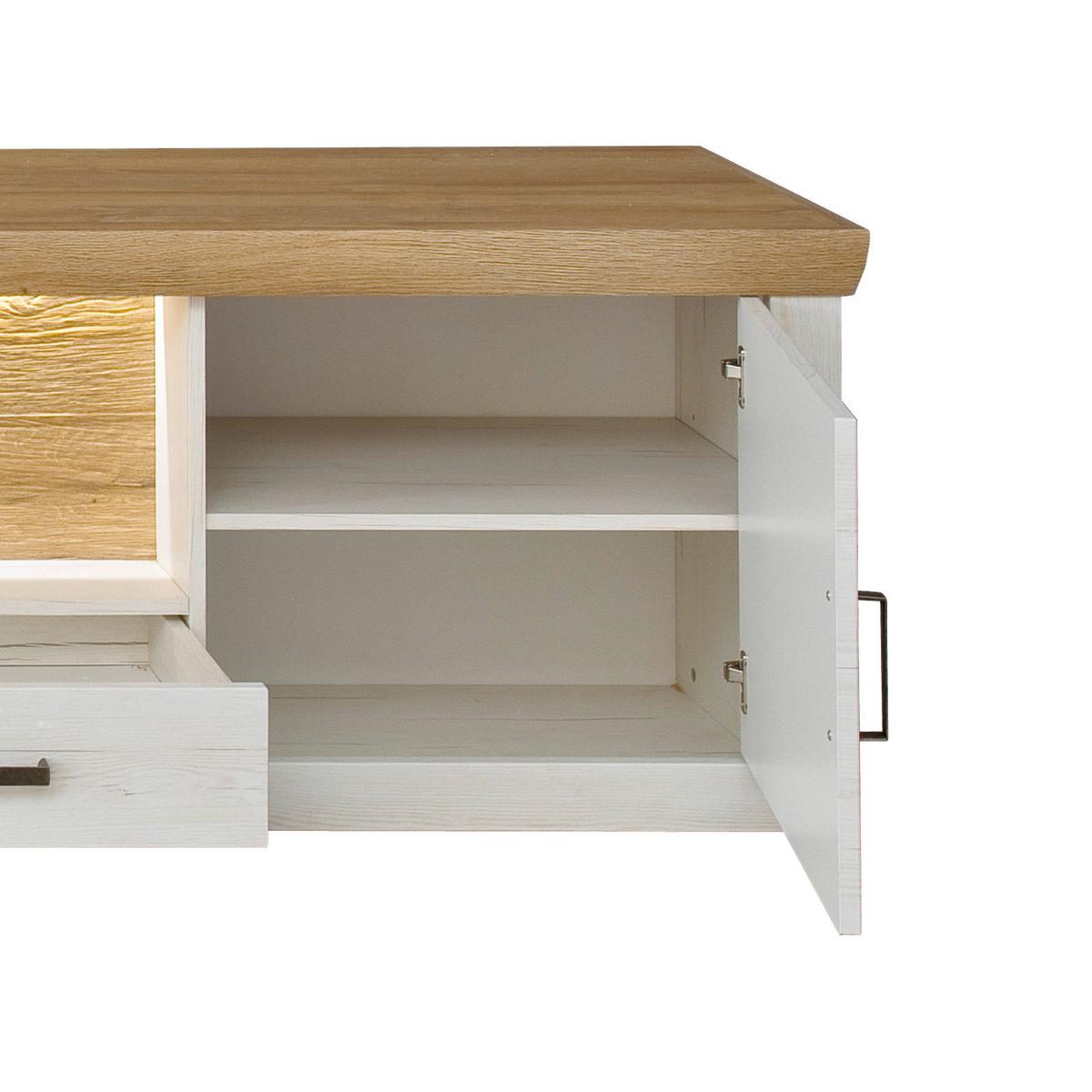 Wohnkombination 3-Tlg. Madrid Eiche-/Pinienfarben - Eichefarben/Schwarz, Design, Glas/Holzwerkstoff (297/205/50cm) - MID.YOU