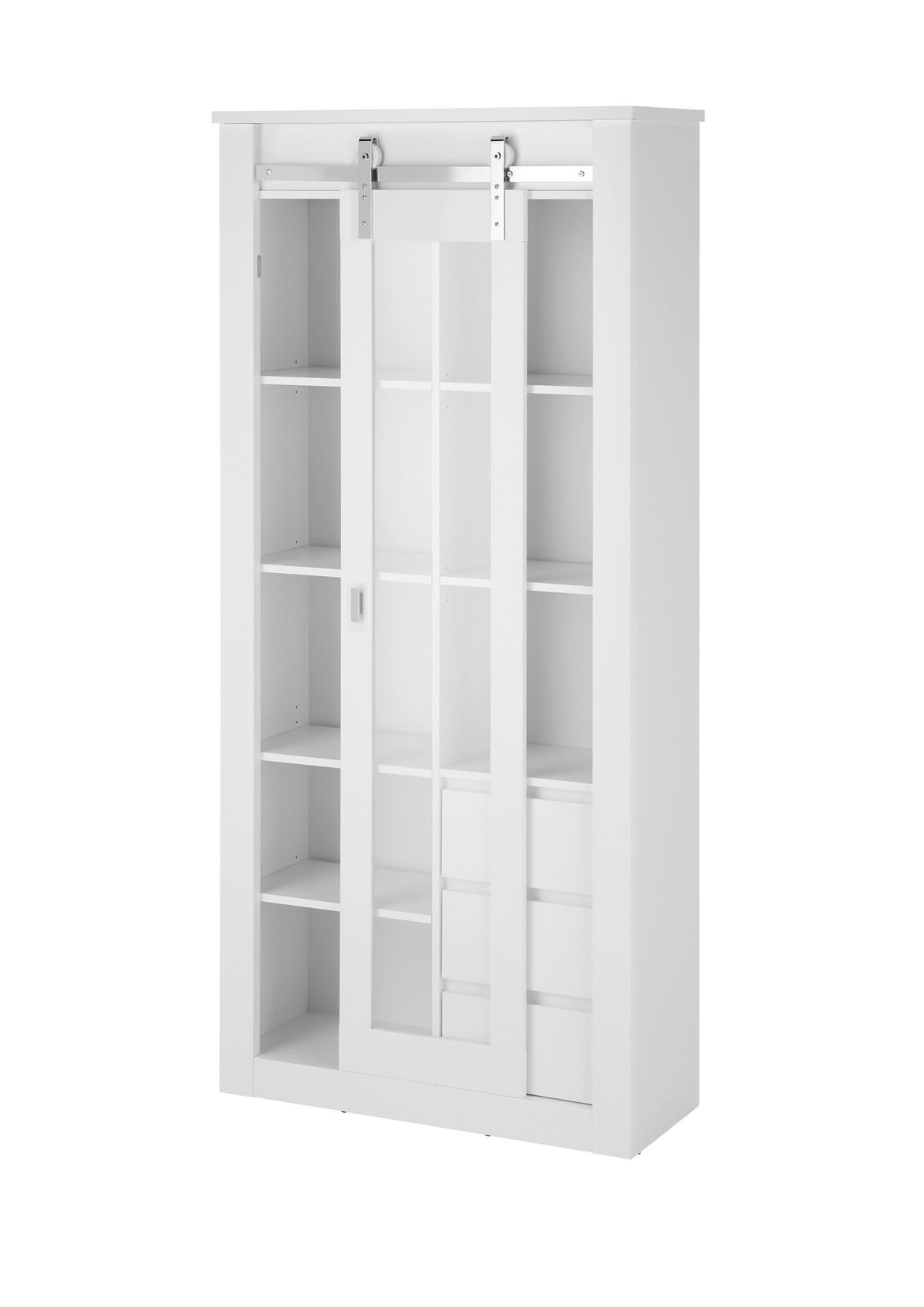 VITRINE Daytona Weiß HG B: 93cm - Weiß Hochglanz/Weiß, Design, Holzwerkstoff (93/201/38cm) - Livetastic